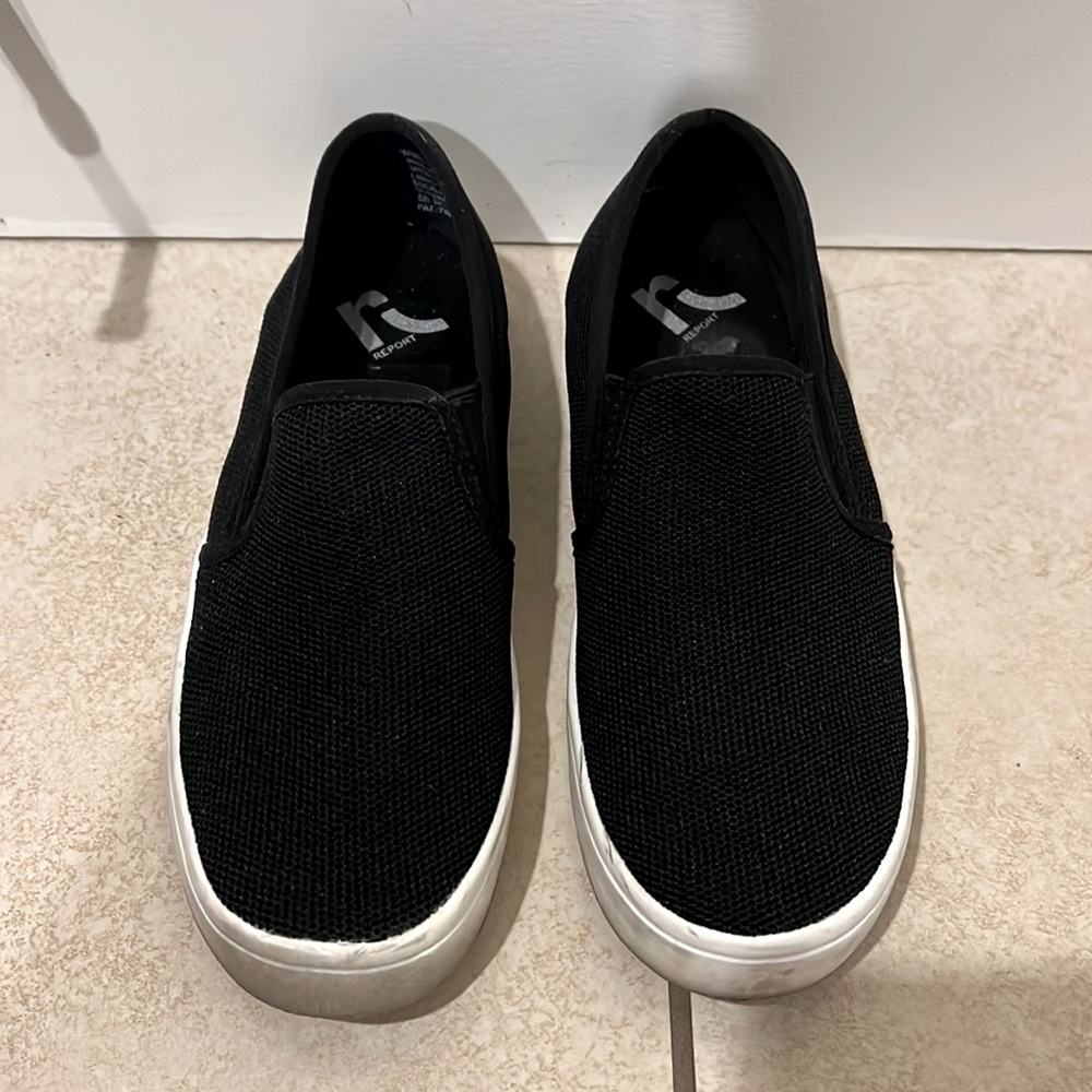 Black Slip Ons Lightweight Breathable Platform Shoes